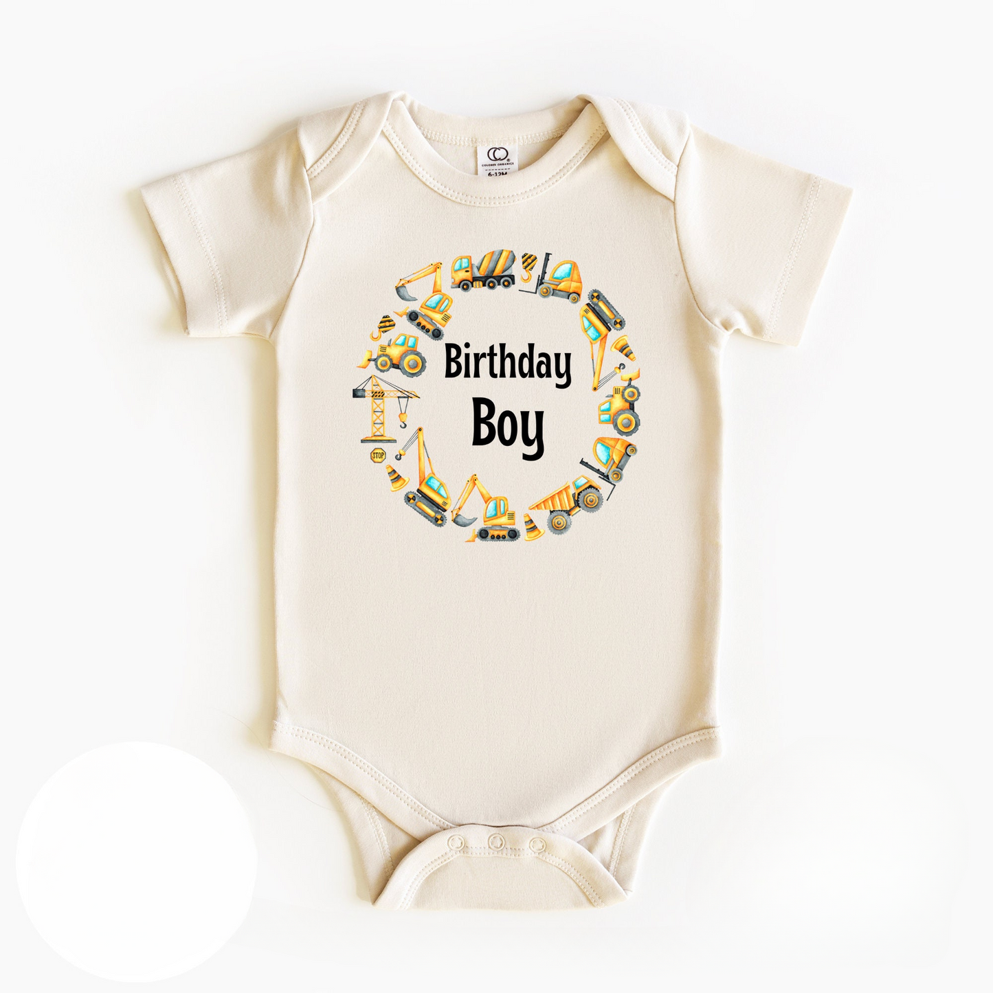 Birthday Boy Construction Baby Onesie® | Baby Shower Gift | Personalized Construction Onesie® | Custom Name Kids Tshirt