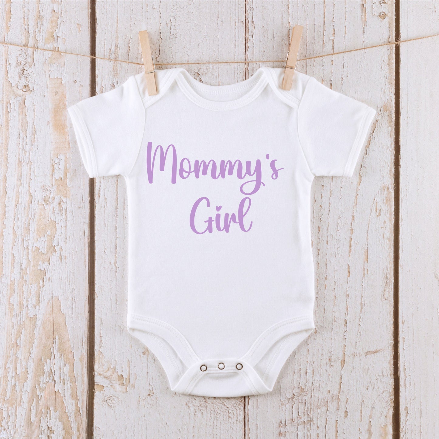 Mommys Girl Lavender Lettering Baby Onesie® Kids Tshirt Baby Bodysuit Custom