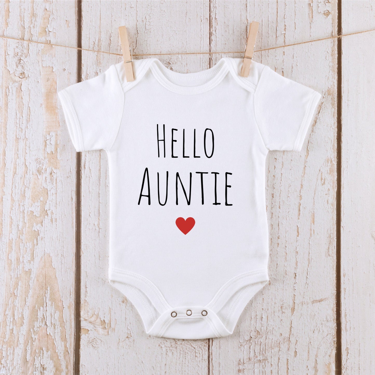 Hello Auntie Onesie | Announcement Baby Onesie® | Kids Tshirt | Custom Baby Bodysuit | Reveal Onesie