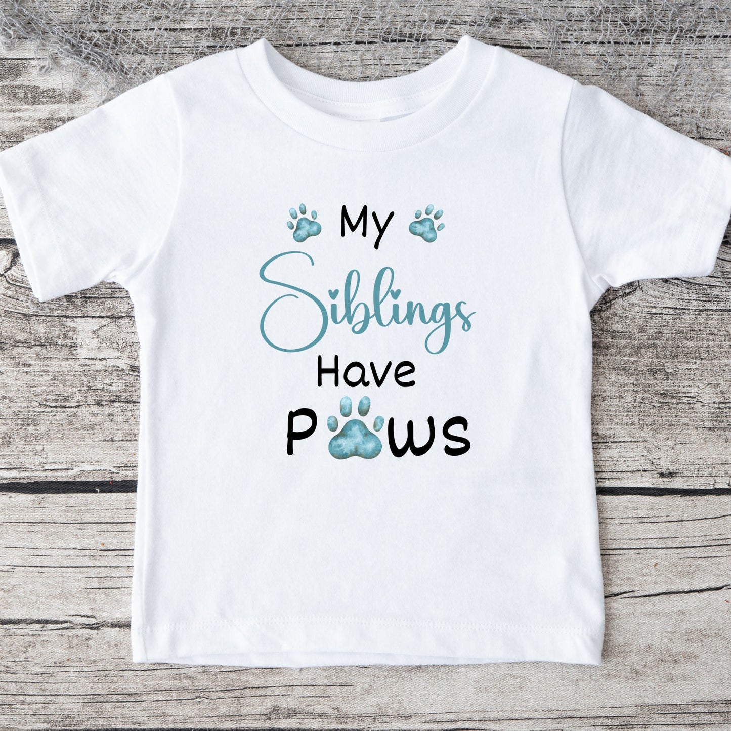 My Siblings Have Paws Blue Onesie® Kids Tshirt Baby Bodysuit Custom