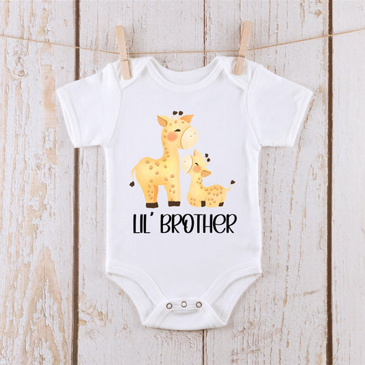 Lil Brother Giraffes Baby Onesie® Kids Tshirt Baby Bodysuit Custom