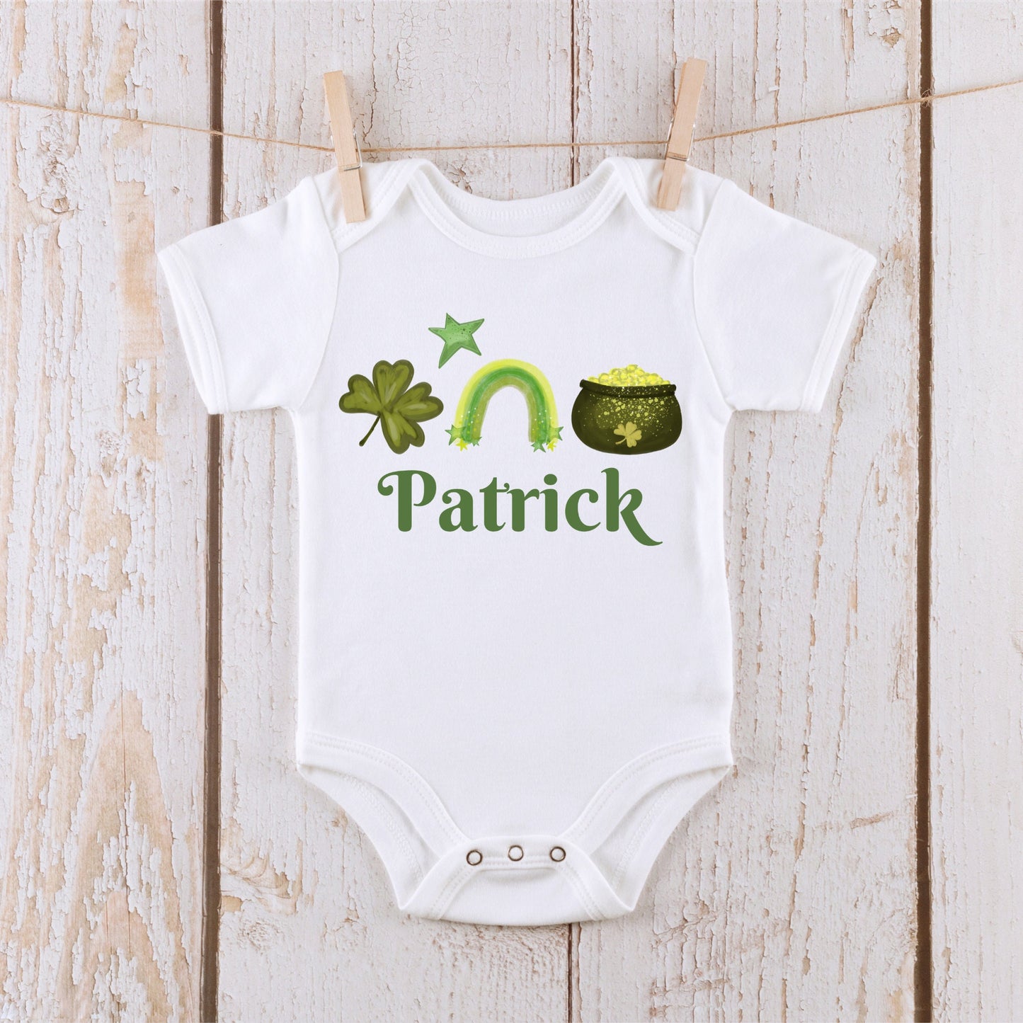 St Patricks Day Personalized Name Baby Onesie® Kids Tshirt Baby Bodysuit Custom