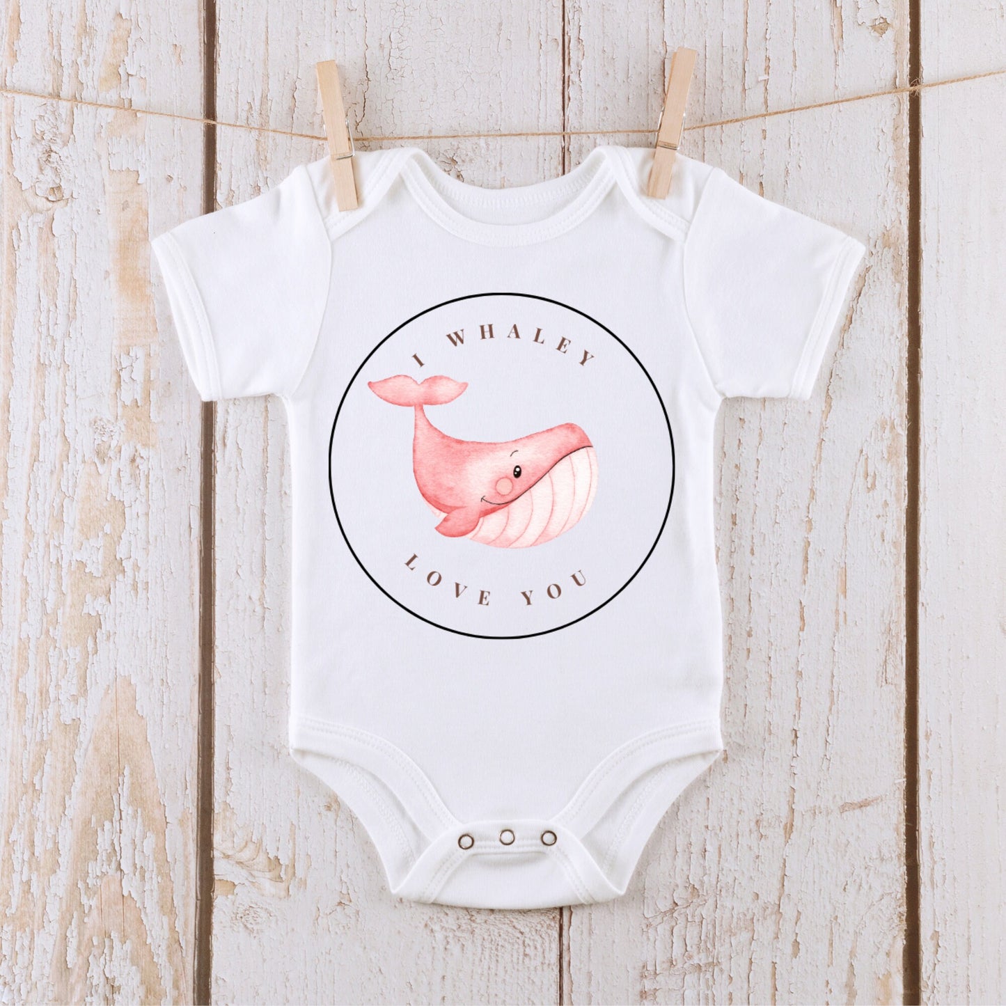 I Whaley Love You Pink Baby Onesie® | Custom Kids Tshirt | Baby Bodysuit | Whale Tee