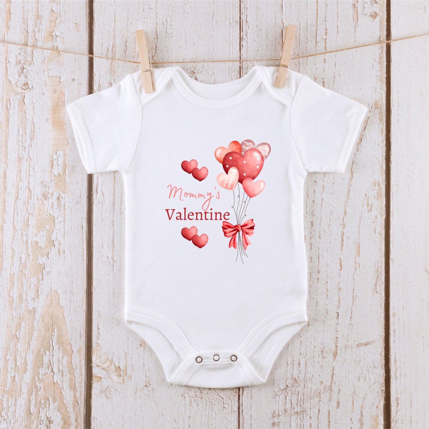 Mommys Valentine Lettering Baby Onesie® Kids Tshirt Baby Bodysuit Custom