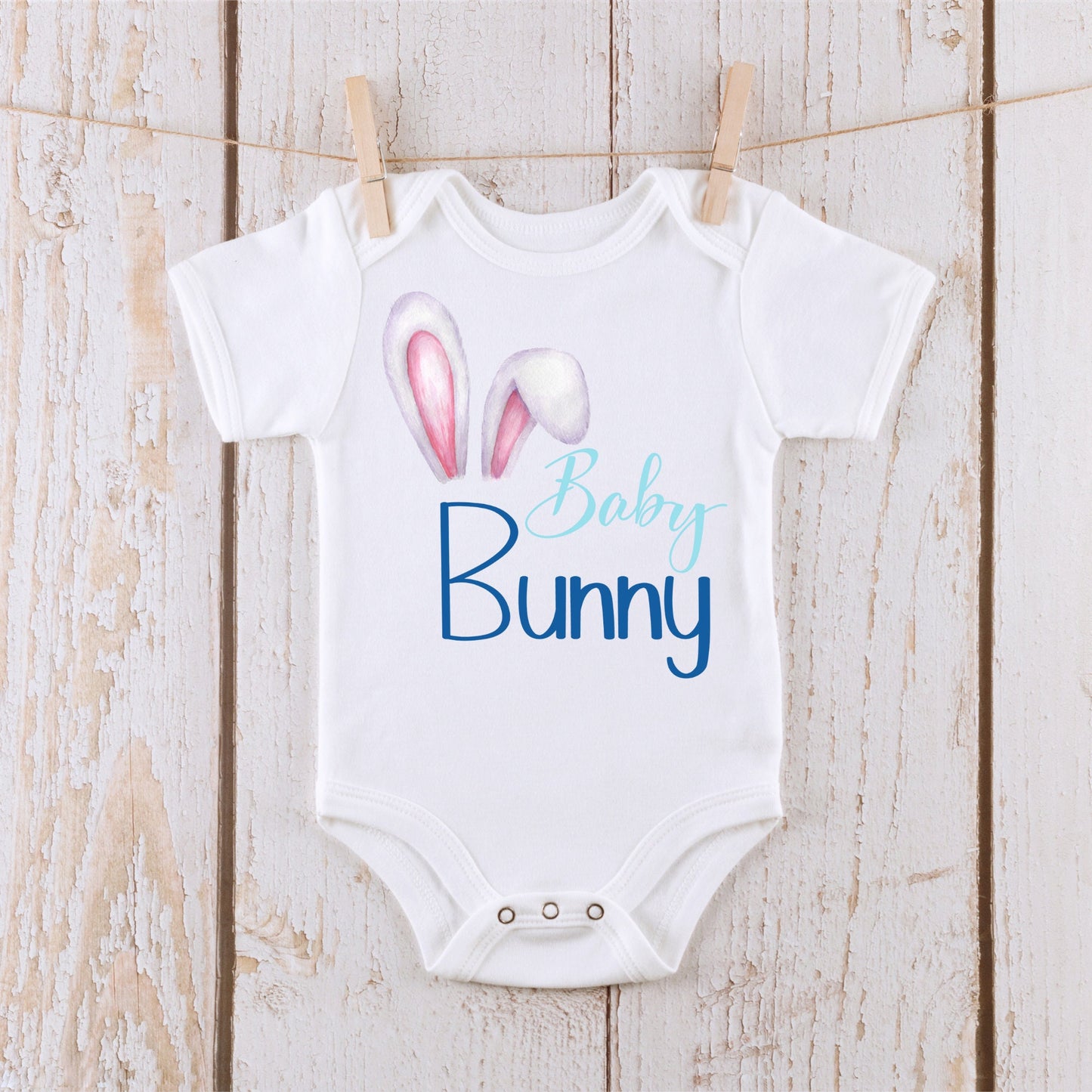 Baby Bunny Easter Ears Blue Onesie® | Easter Kids Tshirt Custom Baby Bodysuit | Easter Onesie