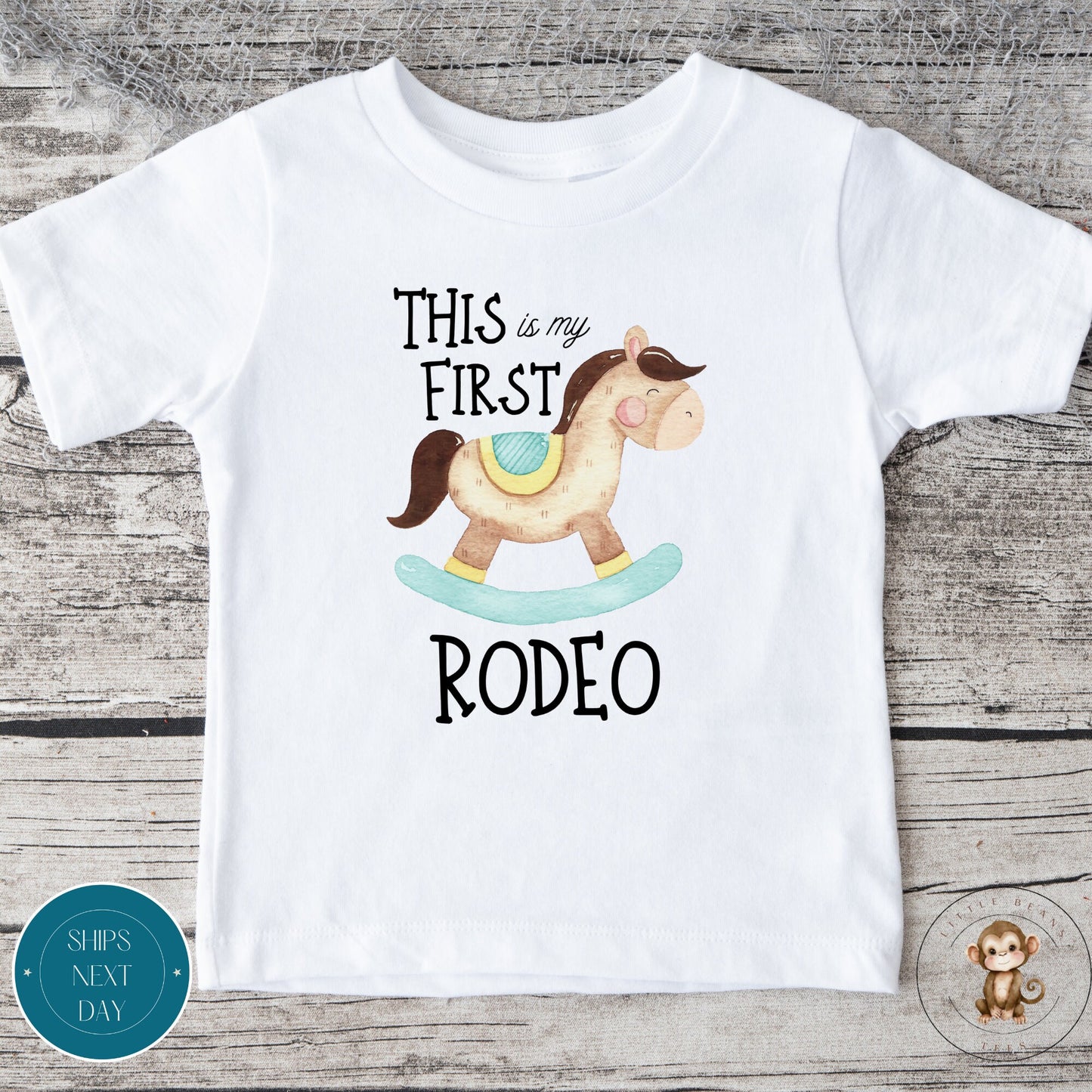 Not My First Rodeo Blue Horse Baby Onesie® | Custom Kids Tshirt | Baby Bodysuit | Horse Onesie