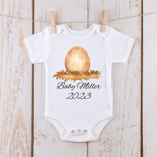 Baby Reveal Egg | Neutral Personalized Name Baby Onesie® | Kids Tshirt | Custom Baby Bodysuit | Announcement Onesie