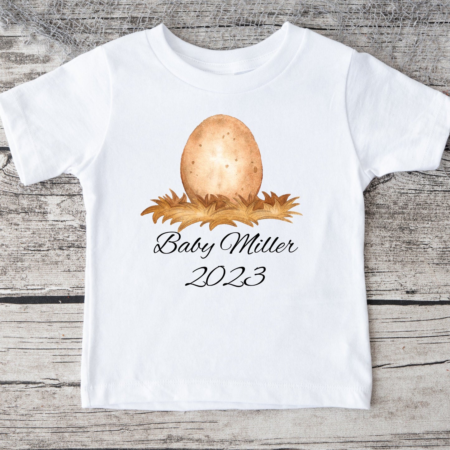 Baby Reveal Egg | Neutral Personalized Name Baby Onesie® | Kids Tshirt | Custom Baby Bodysuit | Announcement Onesie