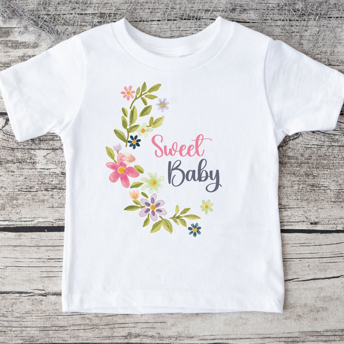 Sweet Baby Floral Cute Girl Baby Onesie® | Custom Kids Tshirt | Baby Bodysuit | Flower Onesie