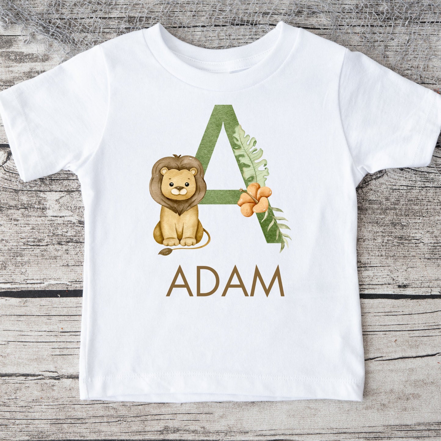 Safari Custom A - Personalized Initial Name - Baby Onesie® - Kids Tshirt - Baby Bodysuit - Animals