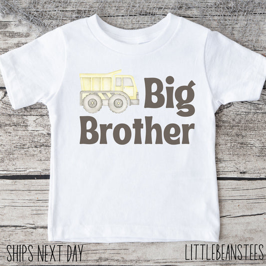 Big Brother Construction Truck Baby Onesie® | Custom Kids Tshirt | Baby Bodysuit