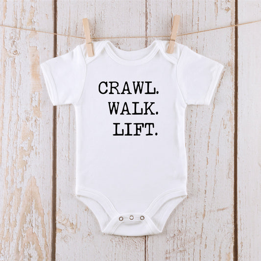 Crawl Walk Lift Onesie | Lift Baby Onesie | Cute Gym Bodysuit | Sports Onesie