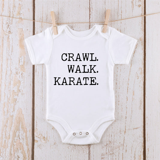 Crawl Walk Karate Onesie | Karate Baby Onesie | Cute Martial Arts Bodysuit | Sports Onesie