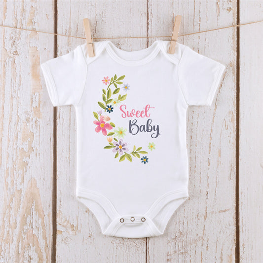 Sweet Baby Floral Cute Girl Baby Onesie® | Custom Kids Tshirt | Baby Bodysuit | Flower Onesie