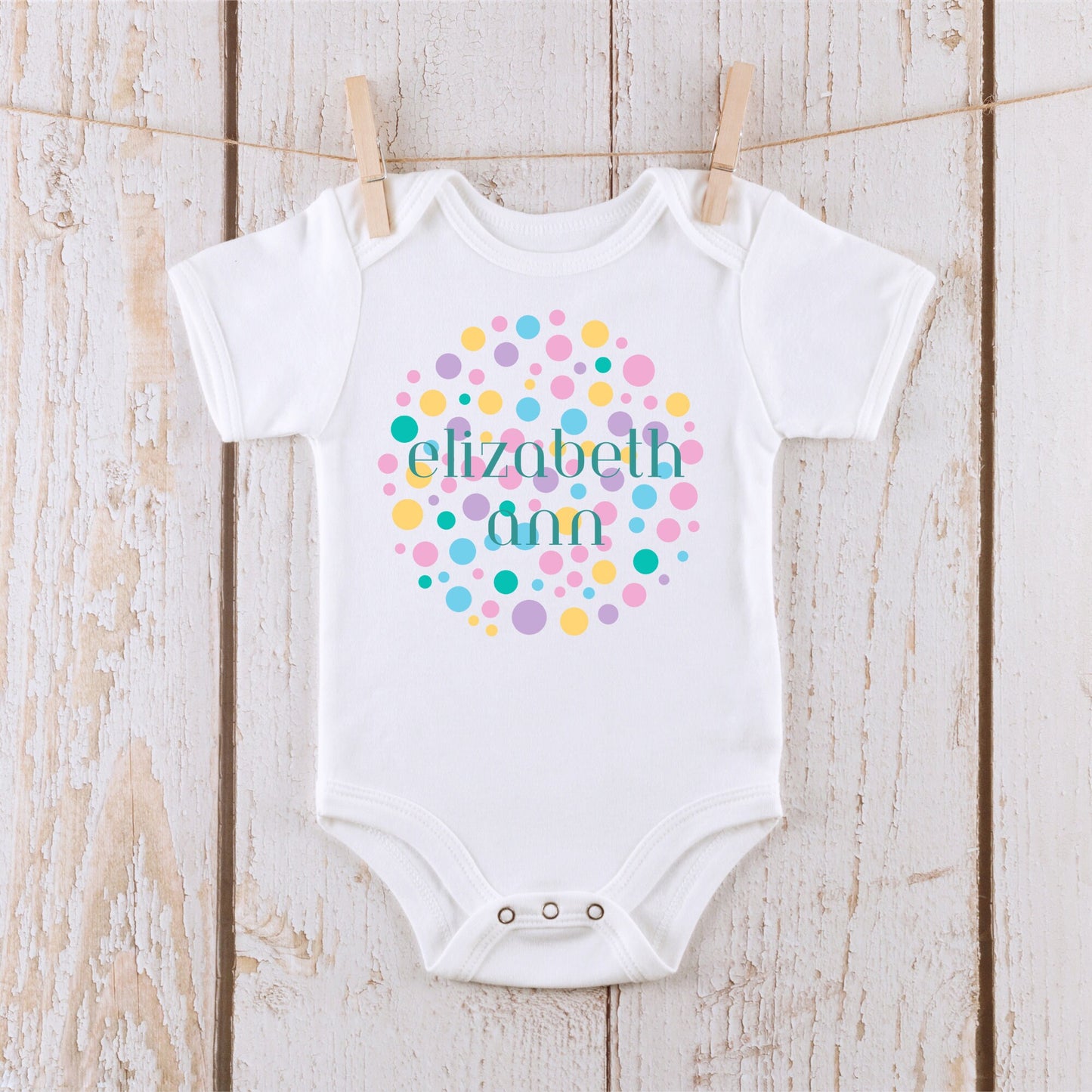 Polka Dot Personalized Onesie | Name Baby Onesie | Personalized Polka Dot Tshirt |  Springtime Collection