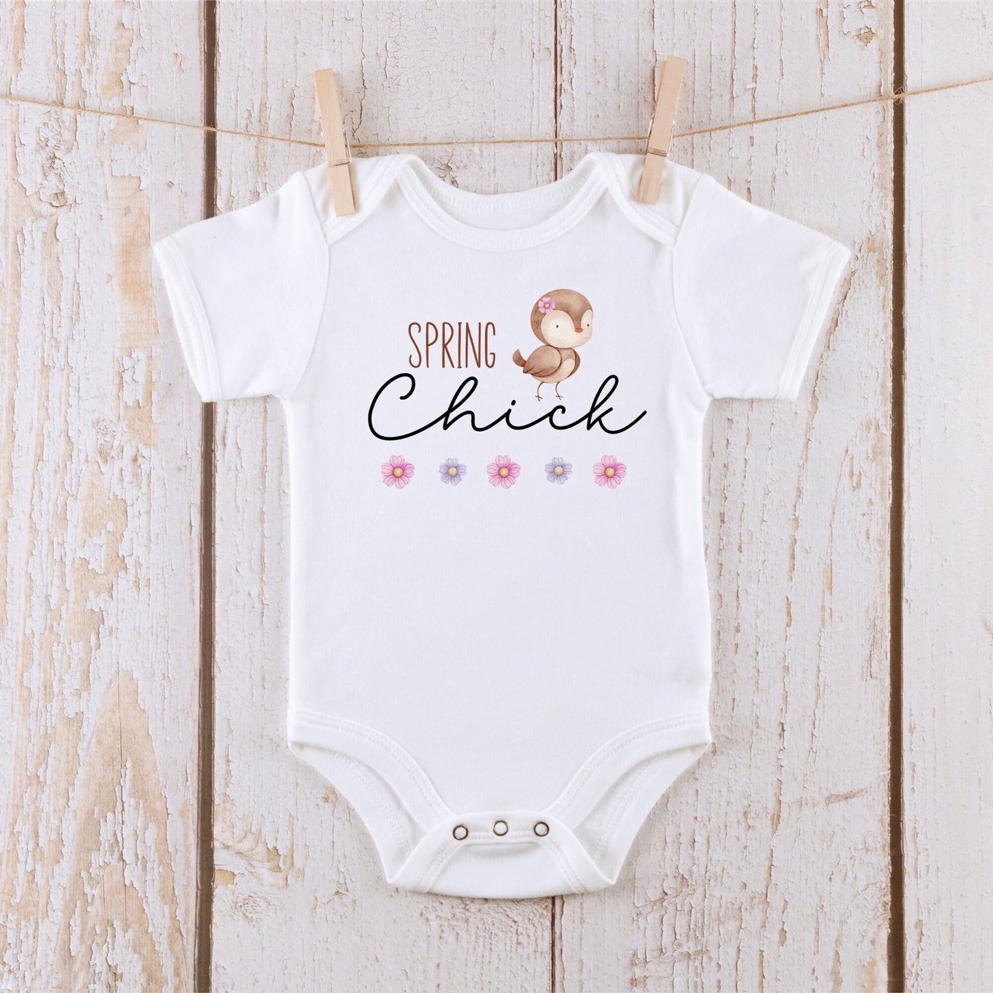 Spring Chick Onesie | Custom Baby Onesie | Girls Custom Tshirt |  Springtime Collection