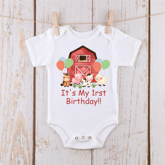 1rst Birthday Farm Animals - Custom Onesie®  - Kids Tshirt - Baby Bodysuit