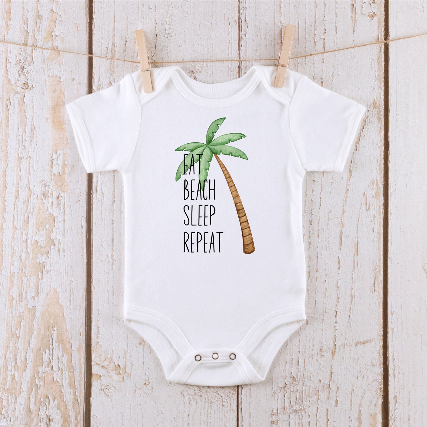 Eat Sleep Beach Repeat Onesie | Custom Kids Tshirt | Summer Onesie | Eat Sleep Beach Repeat Tee