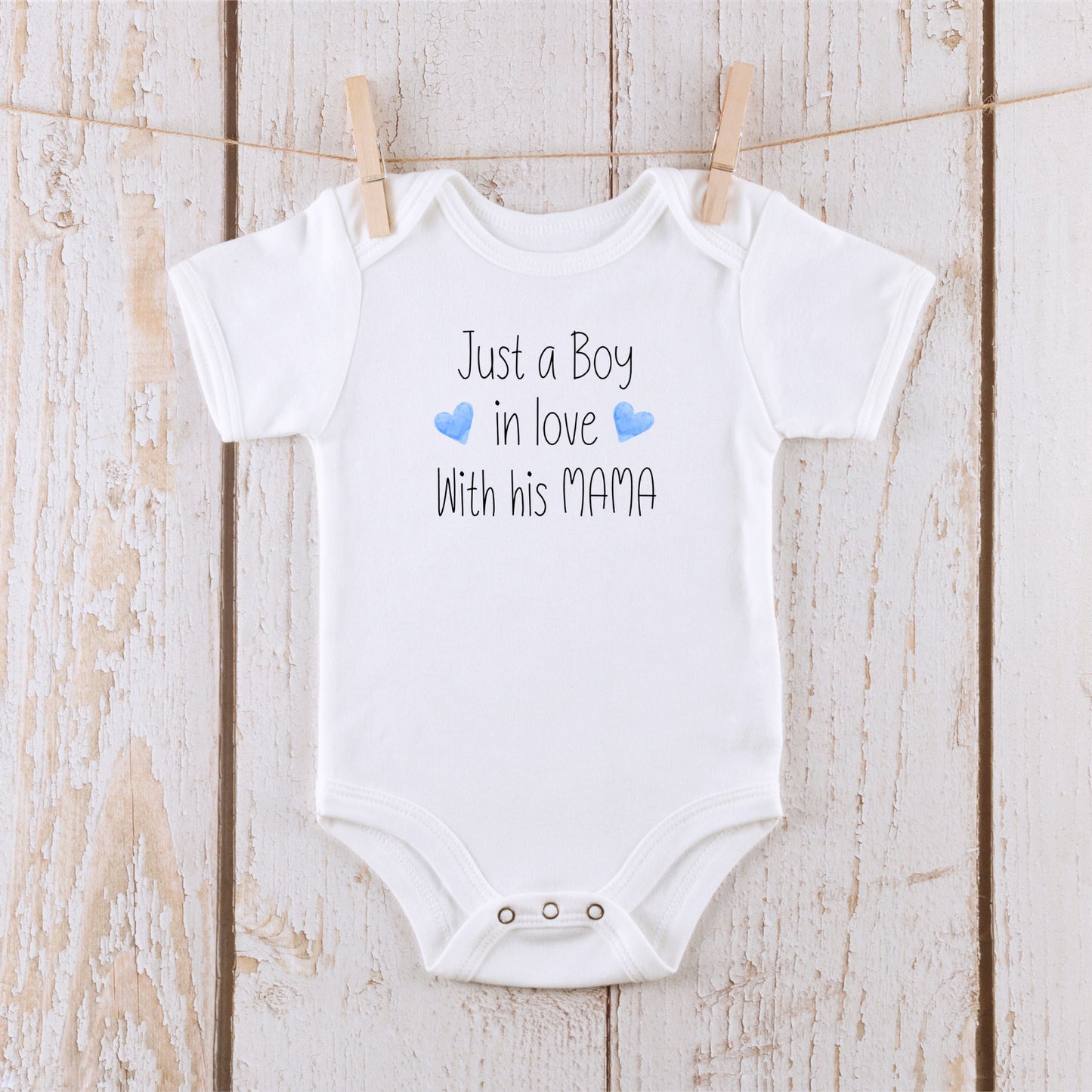 Just a Boy in Love with Mama Baby Onesie® | Custom Kids Tshirt | Cute Onesie