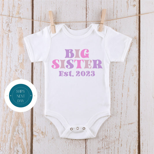 Big Sister Retro Kids Onesie | Custom Kids Onesie | Groovy Big Sister Bodysuit