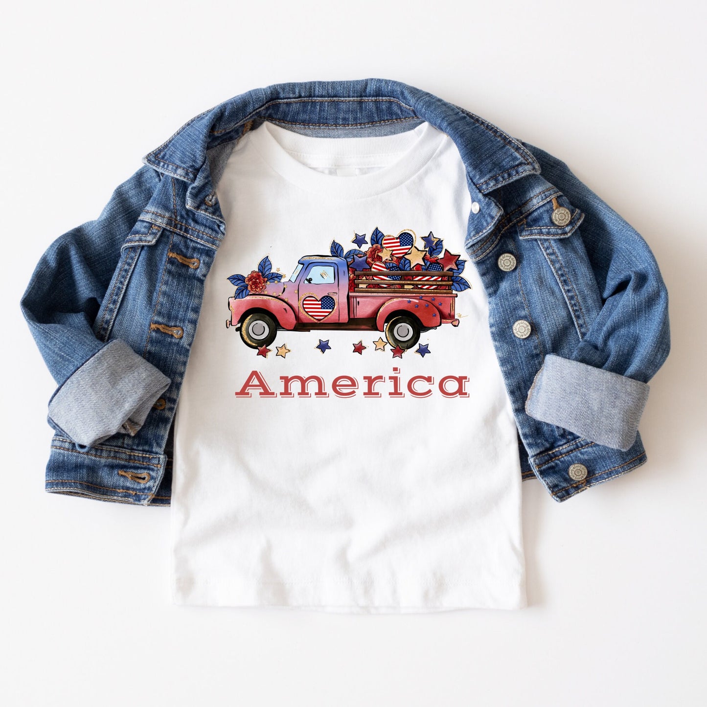 America Truck Kids Tshirt | Custom Kids Tshirt | 4th of July Kids Tshirt