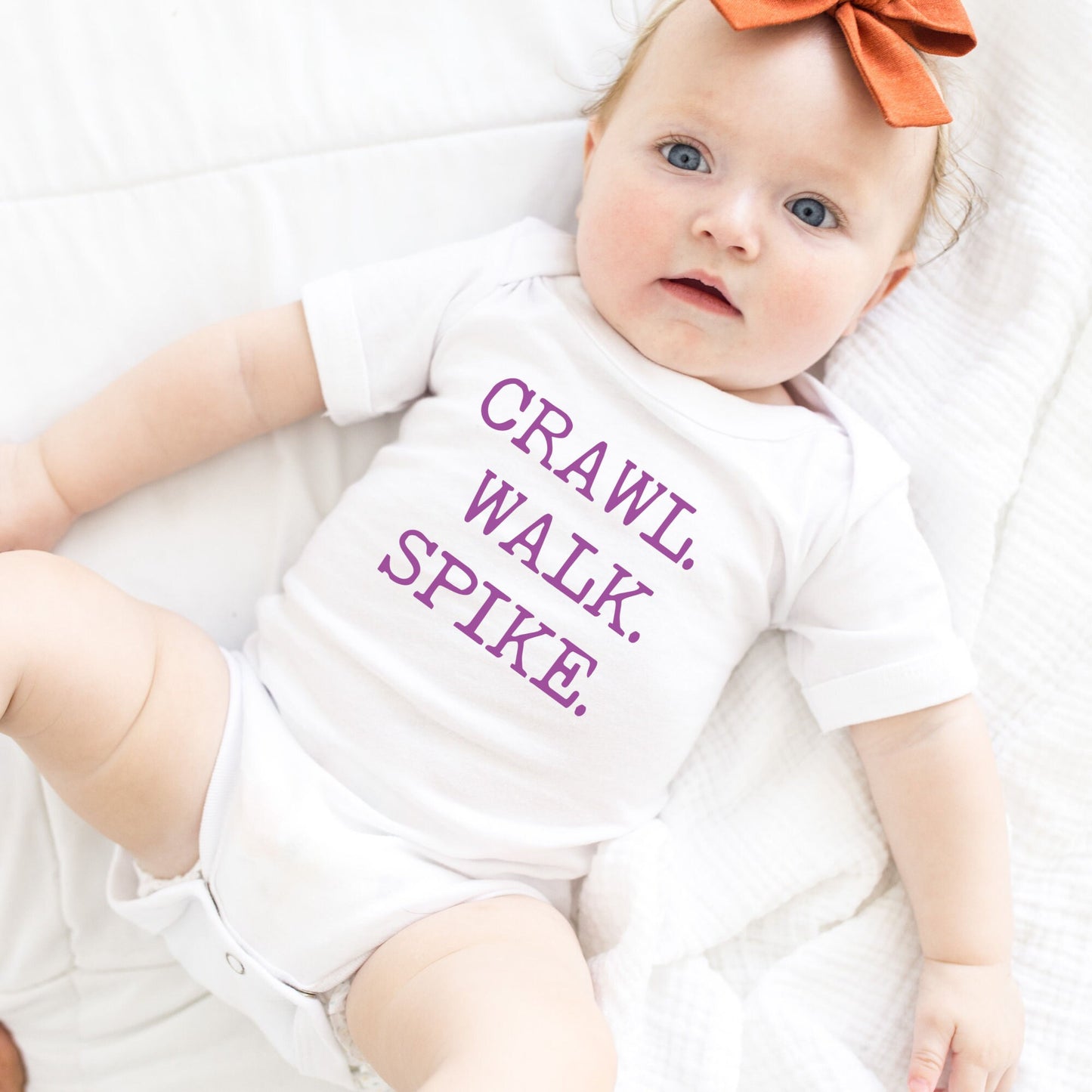 Crawl Walk Spike Pink Onesie | Volleyball Baby Onesie | Spike Baby Bodysuit |  Outdoor Sports Onesie