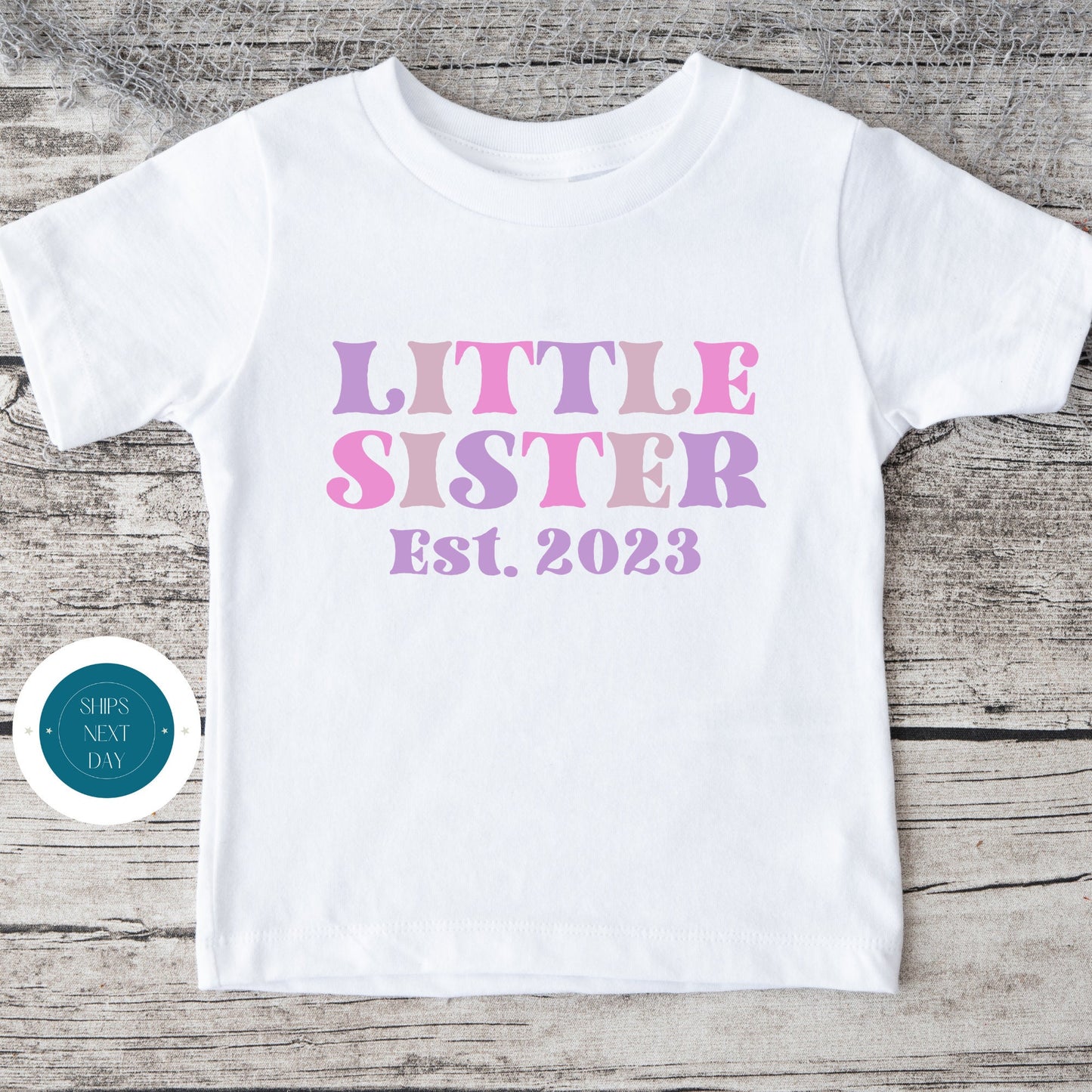 Little Sister Personalized Name Kids Onesie | Custom Kids Onesie | Groovy Little Sister Bodysuit