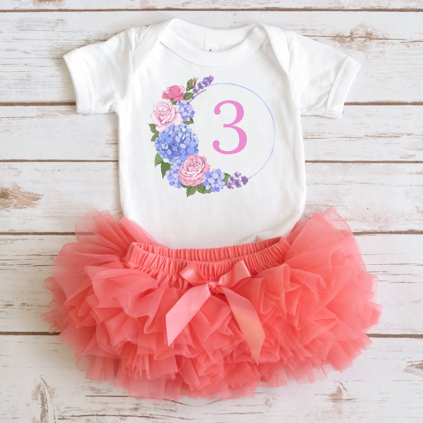 Hydrangea Circle Custom Birthday Kids Tshirt | Custom Kids Tshirt | Cute Girls Birthday Tee