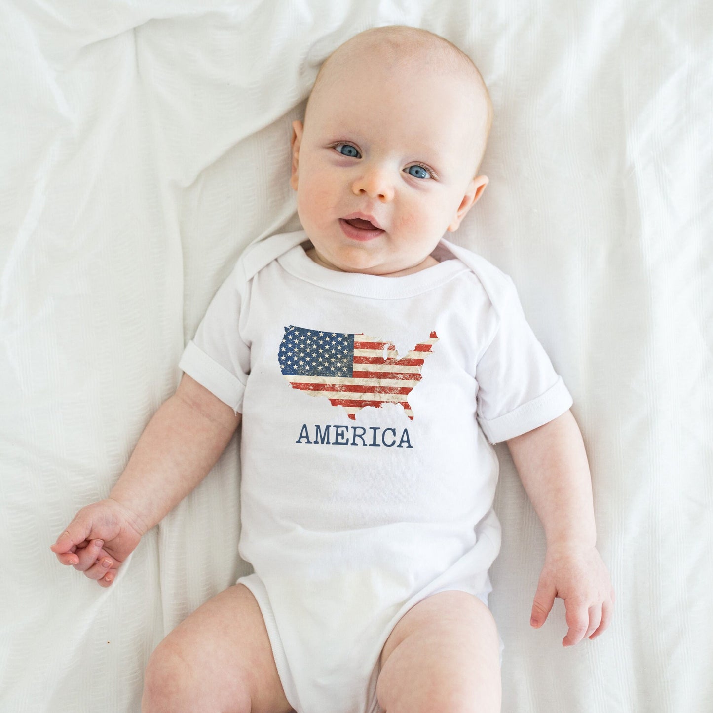 American Flag Map Onesie | Custom Baby Onesie | 4th of July Map Onesie