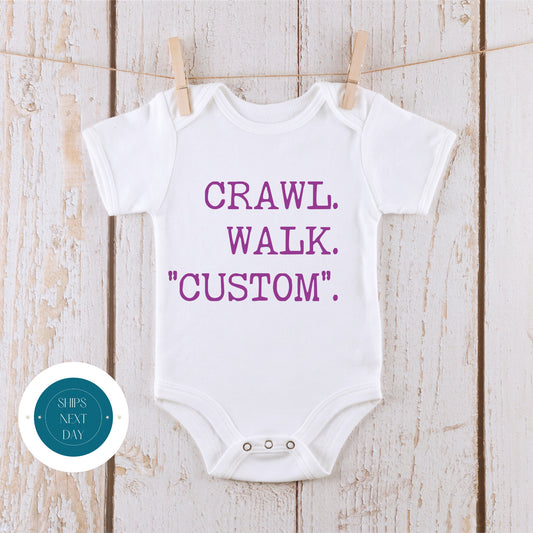 Crawl Walk CUSTOM Pink Onesie | CUSTOM Baby Onesie | CUSTOM Baby Bodysuit |  Outdoor Sports Onesie