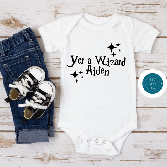 Yer A Wizard Personalized Baby Onesie | Cute Baby Onesie | Custom T Shirt | Harry Potter Onesie