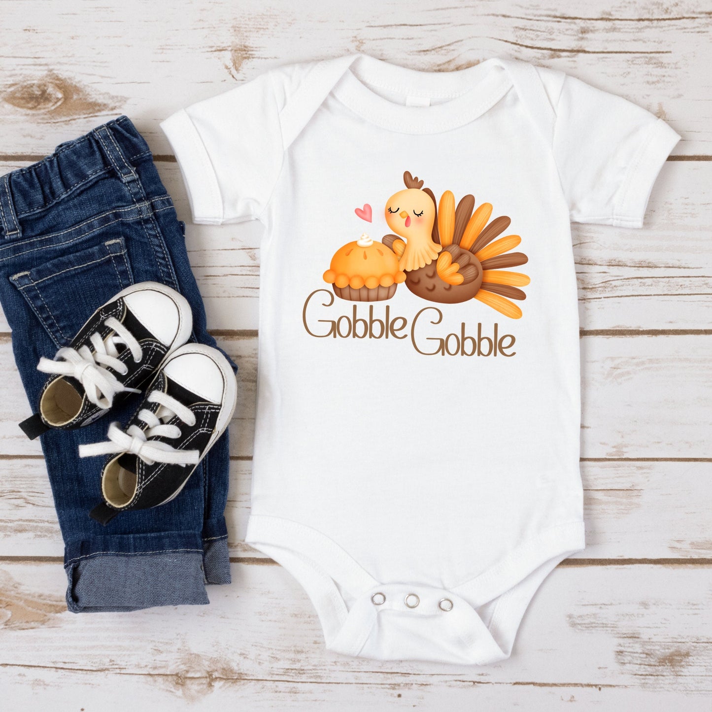 Thanksgiving Turkey Pie Baby Onesie | Custom Kids Tshirt | Holiday Baby Onesie