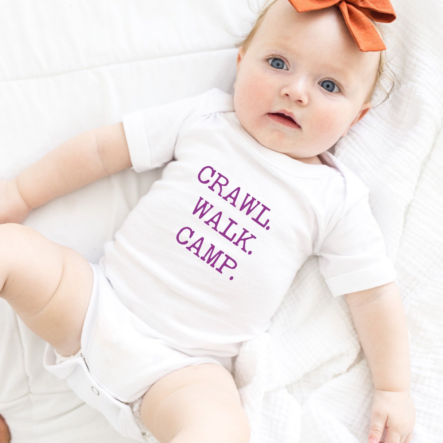 Crawl Walk Camp Pink Onesie | Camp Baby Onesie | Camping Baby Bodysuit |  Outdoor Sports Onesie