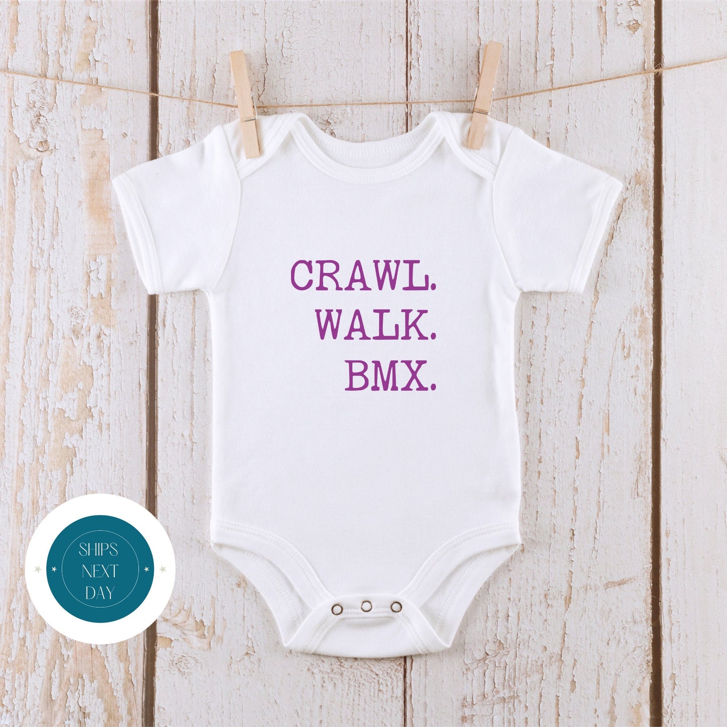 Crawl Walk BMX Pink Onesie | BMX Baby Onesie | BMX Baby Bodysuit |  Outdoor Sports Onesie