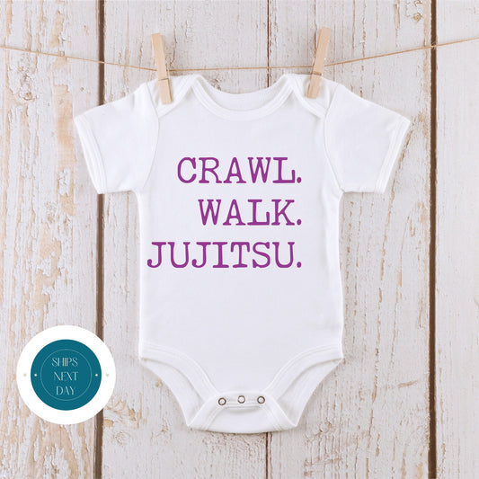 Crawl Walk Jujitsu Pink Onesie | Jujitsu Baby Onesie |  Jujitsu Baby Bodysuit |  Outdoor Sports Onesie