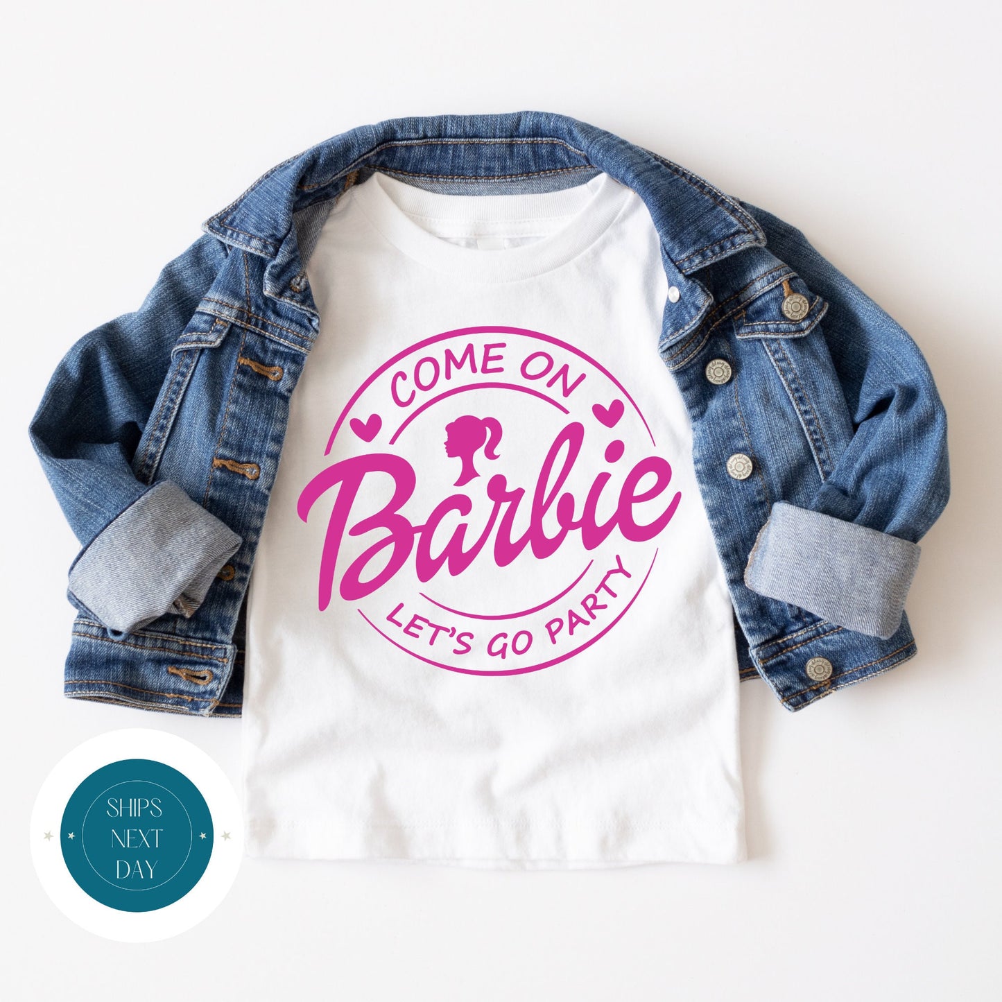 Come On Barbie Baby Onesie | Custom Kids Tshirt | Barbie Pink Onesie