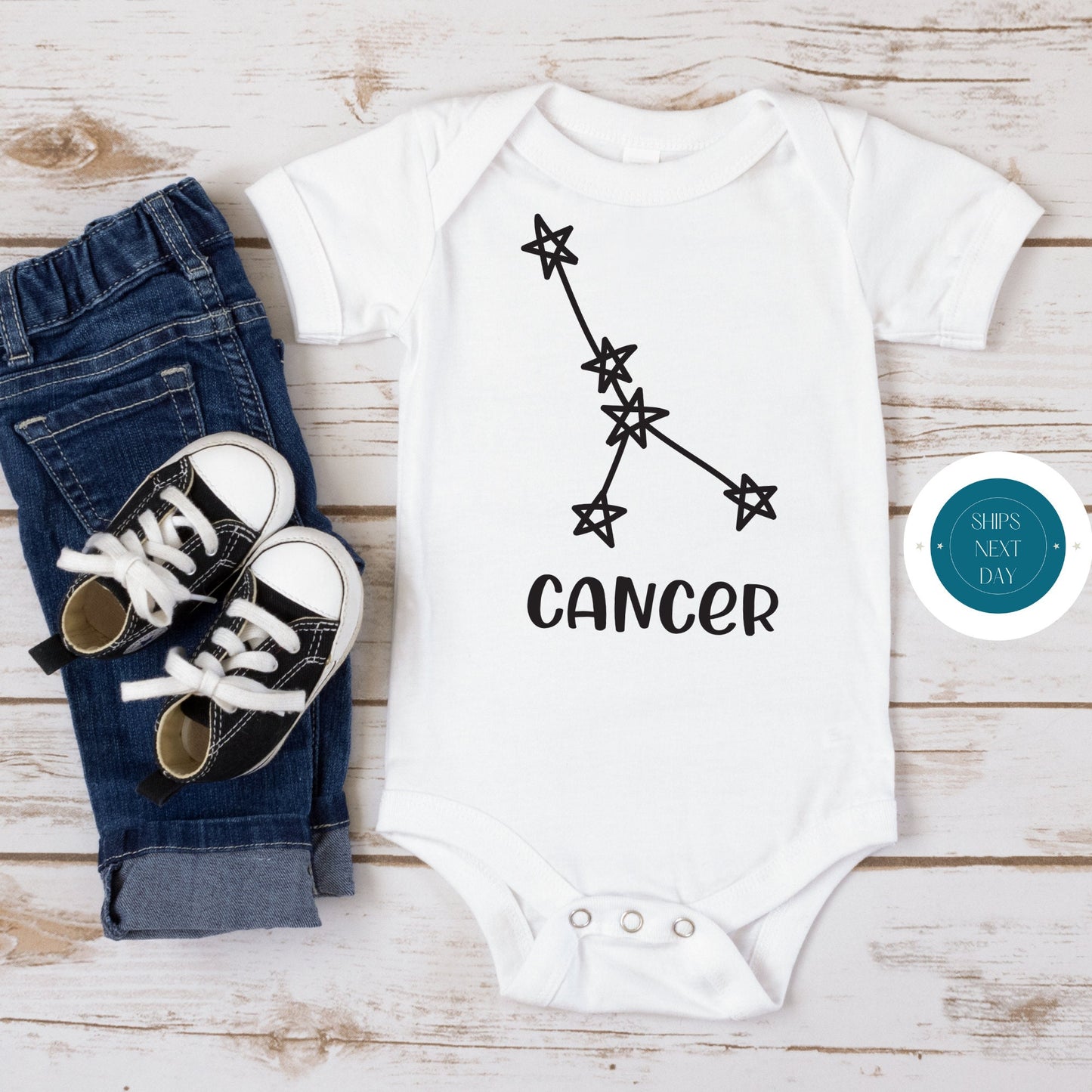 Cancer Black Star Custom Kids Tshirt | Custom Baby Onesie | Zodiac Tee