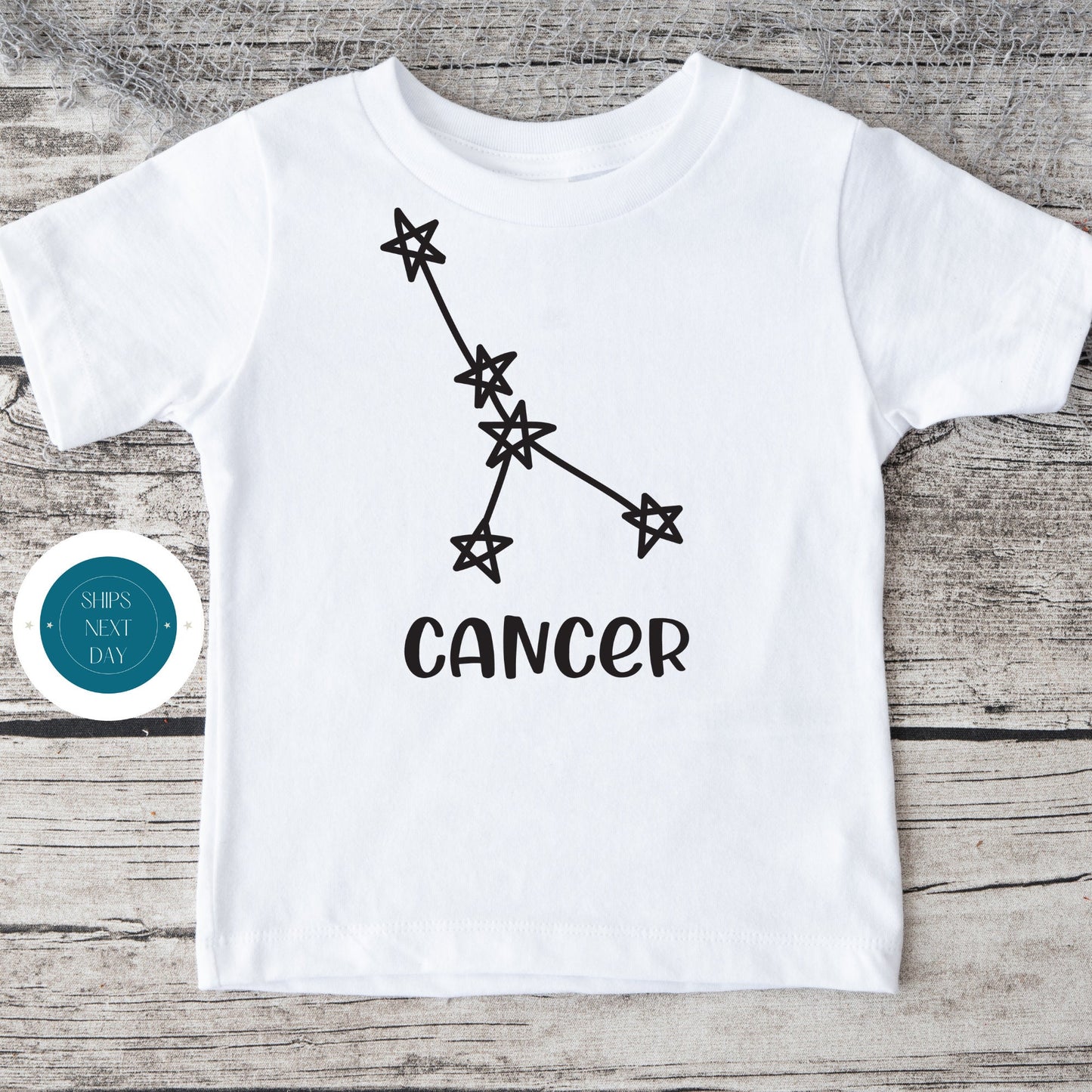 Cancer Black Star Custom Kids Tshirt | Custom Baby Onesie | Zodiac Tee