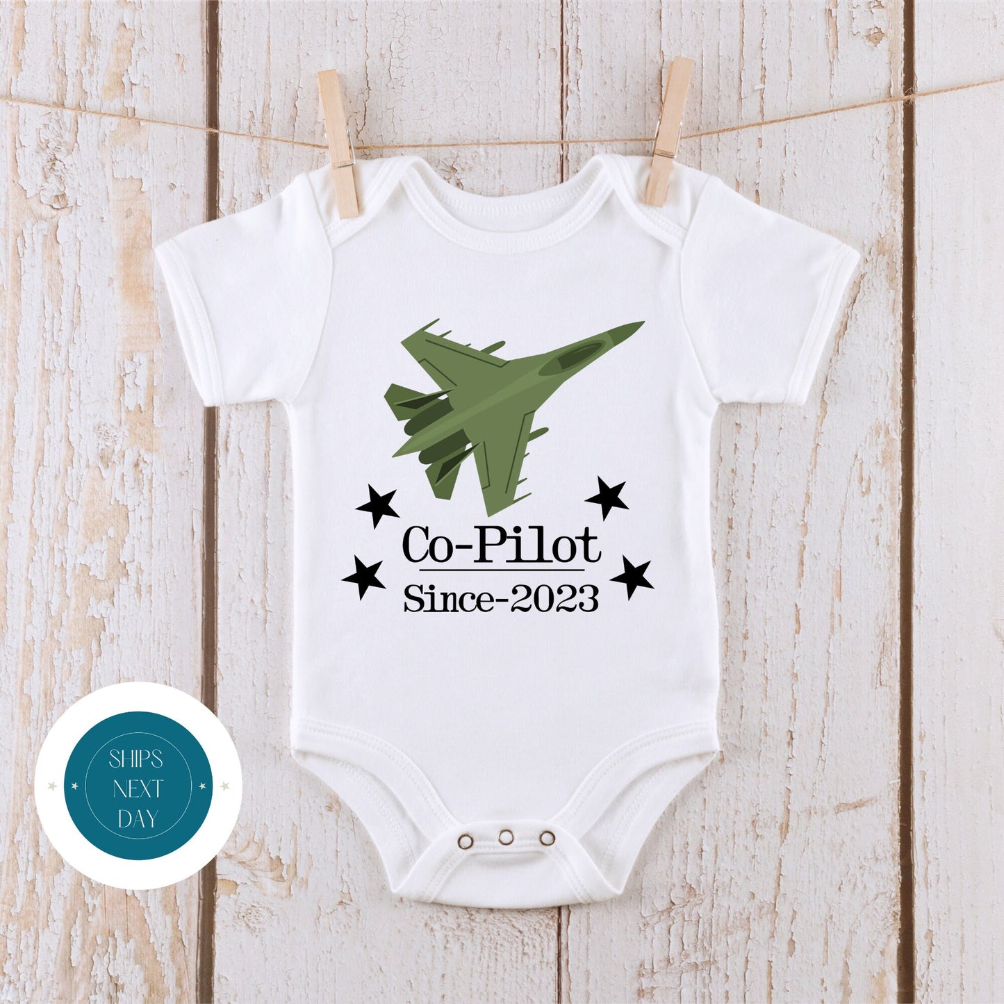 Co Pilot Since Baby Onesie | Custom Kids Tshirt | Military Pilot Onesie