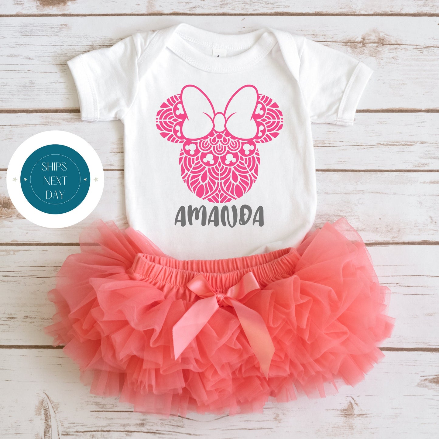 Pink Ears Onesie | Custom Baby Onesie | Minnie Ears Custom Tshirt