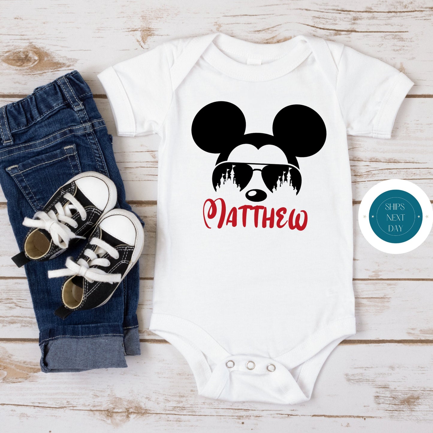 Mickey Ears Castle Onesie | Custom Baby Onesie | Mickey Ears Custom Tshirt