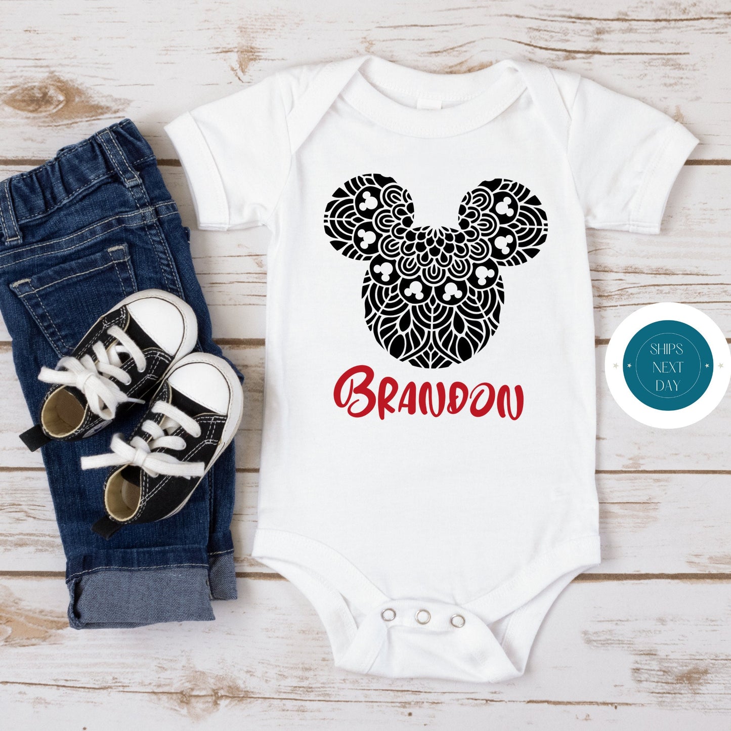 Black Ears Onesie | Custom Baby Onesie | Mickey Ears Custom Tshirt