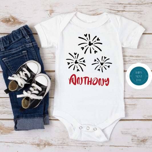 Fireworks Onesie | Custom Baby Onesie | Mickey Ears Custom Tshirt