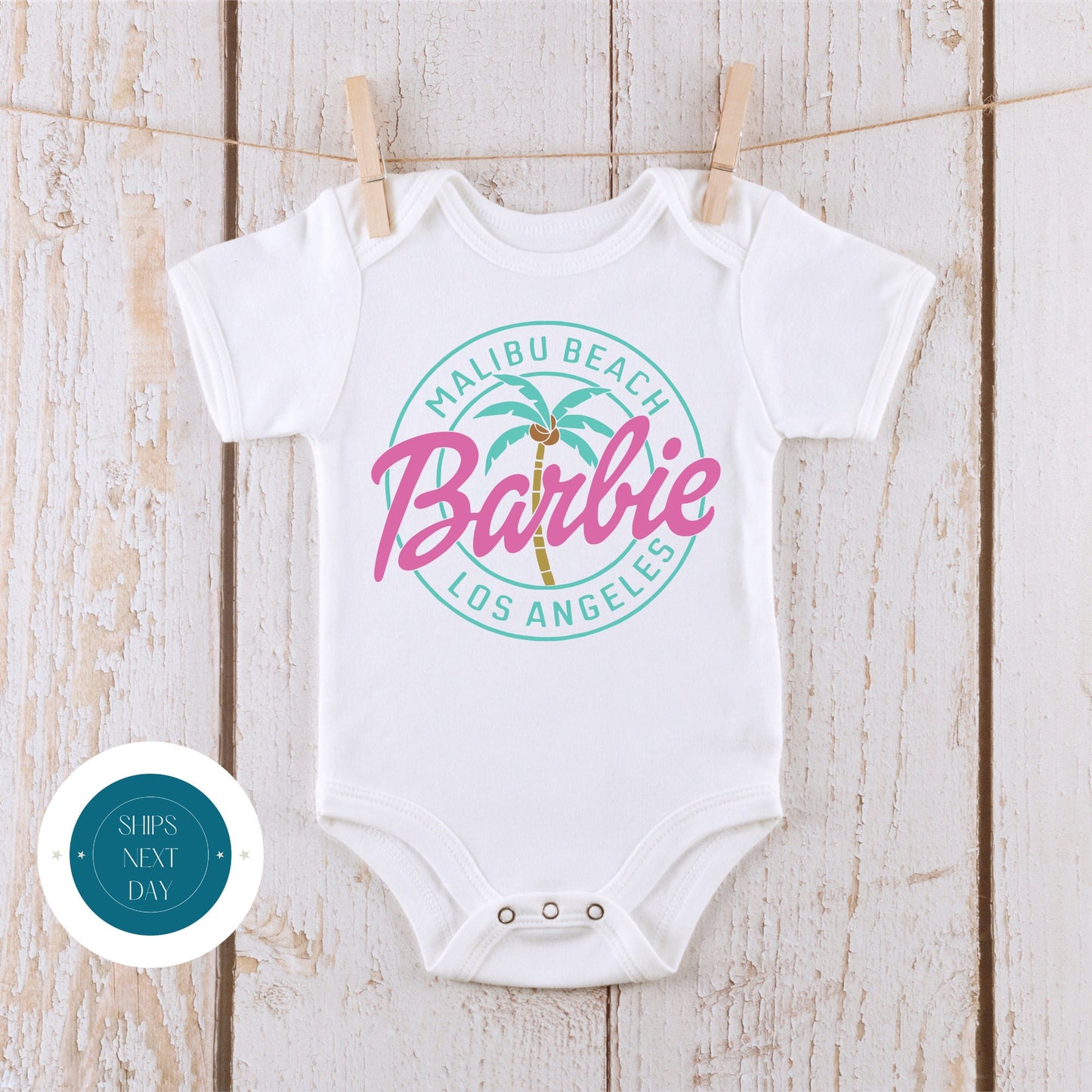 Malibu Barbie Baby Onesie | Barbie Kids Tshirt | Barbie Pink Onesie