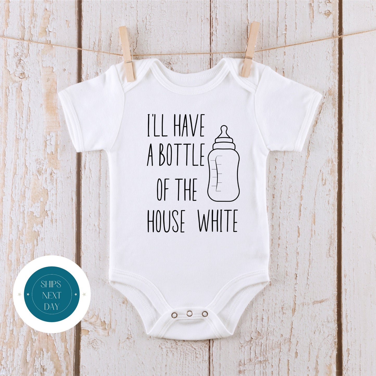 Bottle of the House White Onesie | Funny Baby Onesie | Baby Shower Gift