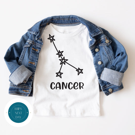 Cancer Black Star Custom Kids Tshirt | Custom Baby Onesie | Zodiac Tee