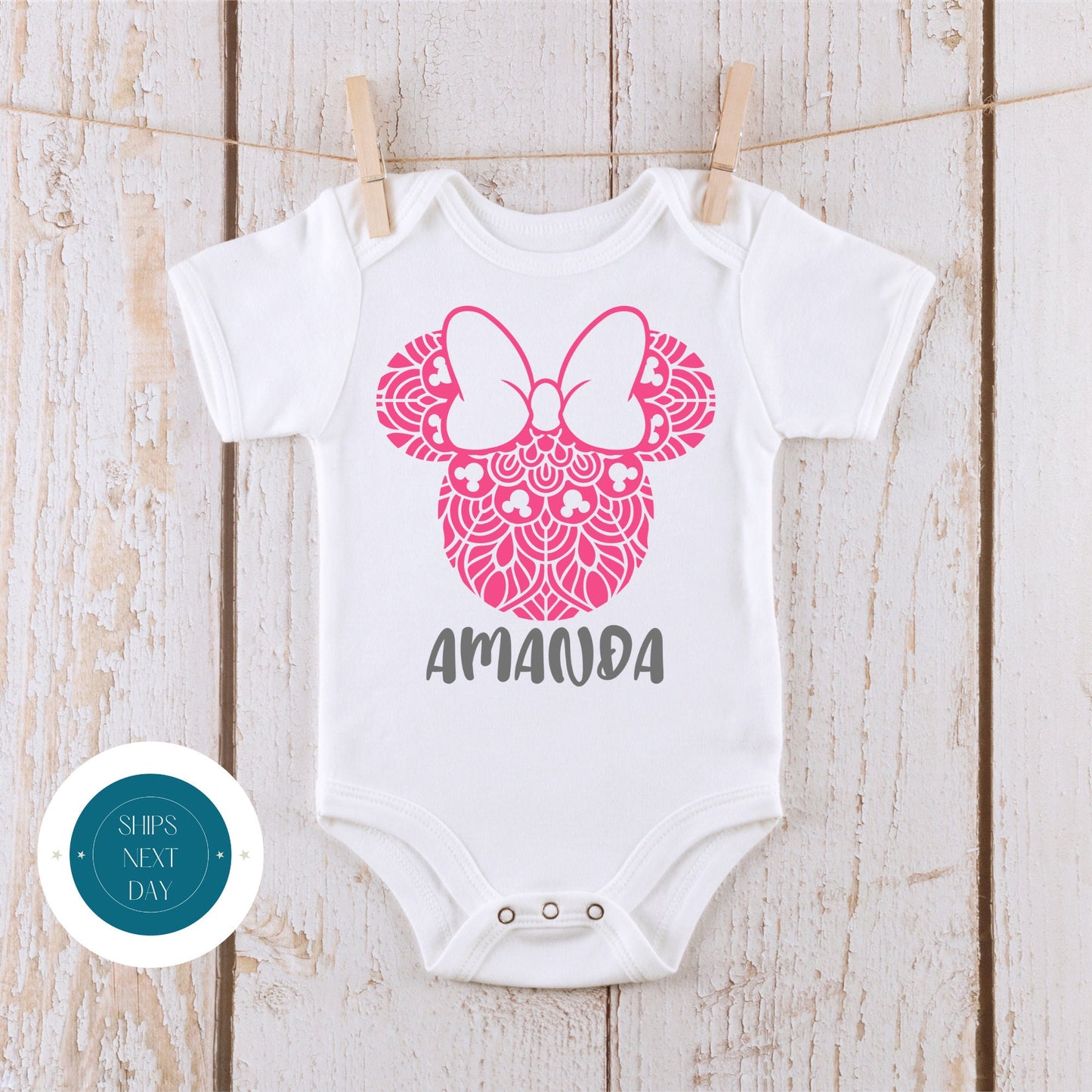 Pink Ears Onesie | Custom Baby Onesie | Minnie Ears Custom Tshirt