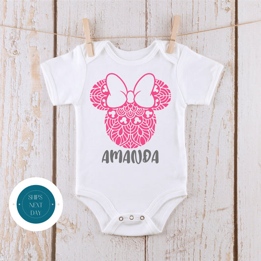 Pink Ears Onesie | Custom Baby Onesie | Minnie Ears Custom Tshirt