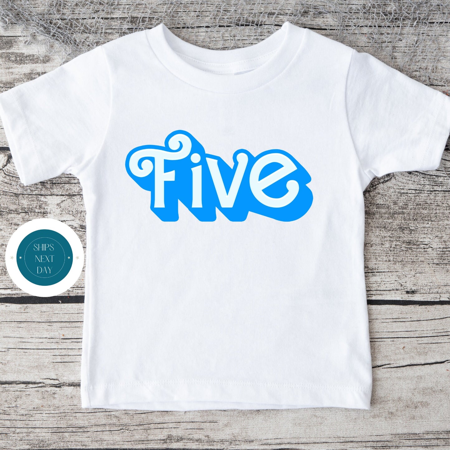 Shadow Font FIVE Birthday Tshirt | Custom Birthday Kids Tshirt | Boys Birthday Onesie