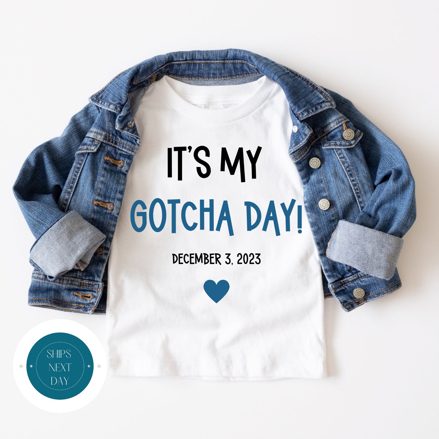 My Gotcha Day Blue Lettering Onesie | New Baby Onesie | Baby Shower Gift | Reveal Onesie